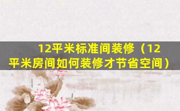 12平米标准间装修（12 平米房间如何装修才节省空间）